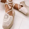 Alpargata MARFIL plataforma esparto crochet atada Sidney NK507