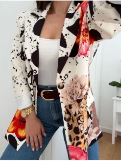 Americana blanca manchas negras flores Savage (L37)