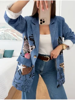 Americana efecto denim Leopardo Hard (L37)