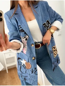 Americana efecto denim Leopardo Hard (L37)