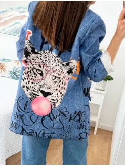 Americana efecto denim Leopardo Hard (L37)