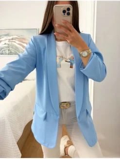 Americana FORRADA AZUL CIELO manga fruncida Lifestyle (V04)