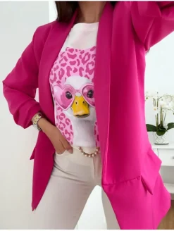 Americana forrada FUCSIA manga fruncida Lifestyle (V21)
