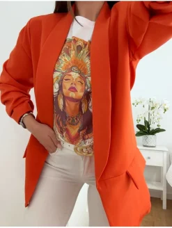 Americana FORRADA NARANJA manga fruncida Lifestyle (V04)