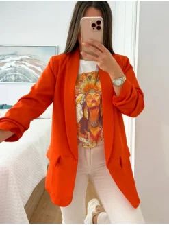 Americana FORRADA NARANJA manga fruncida Lifestyle (V04)