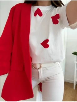 Americana roja manga larga basic (A37)