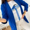 Blazer AZUL KLEIN manga fruncida 88833 Naty (V21)