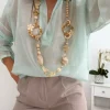 Blusa aguamarina semitrasnparente Delhi (V05)