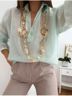 Blusa aguamarina semitrasnparente Delhi (V05)