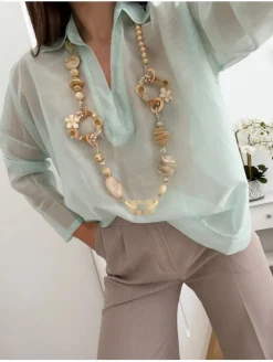Blusa aguamarina semitrasnparente Delhi (V05)