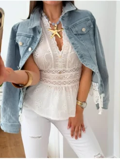 Blusa blanca troquelada Intimissim 5256 (DRD)