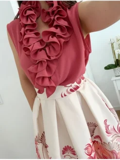 Blusa CORAL volantes escote Clavel (V36)
