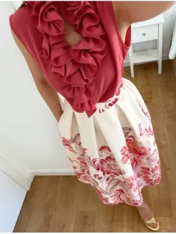 Blusa CORAL volantes escote Clavel (V36)