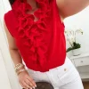 Blusa ROJA volantes escote Clavel (V36)