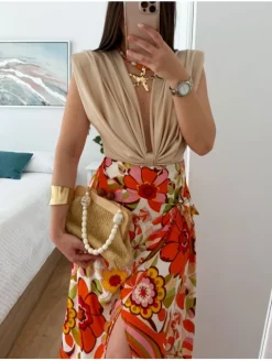 Body BEIGE hombreras nudo Katia (M17)