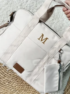 Bolso BEIGE acolchado tipo maletín (V47)
