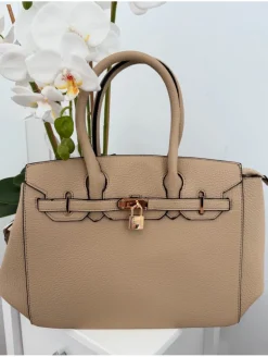 Bolso BEIGE cierre CANDADO (V47)