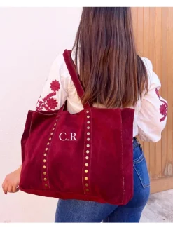 Bolso BURDEOS ante y remaches PERSONALIZADO Brenes