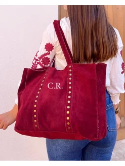 Bolso BURDEOS ante y remaches PERSONALIZADO Brenes
