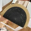 Bolso de mano rafia negro filo dorado HERA