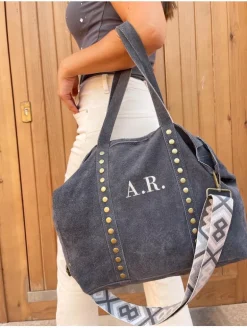 Bolso GRIS ante y remaches PERSONALIZADO Brenes