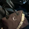 Bolso liso CHOCOLATE tejido loneta PERSONALIZADO AMBERES