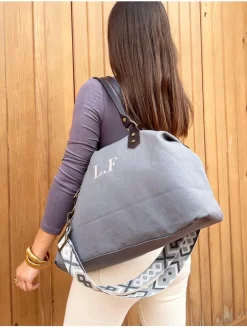 Bolso liso GRIS tejido loneta PERSONALIZADO AMBERES