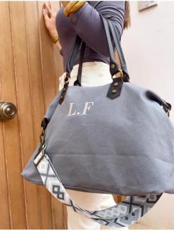 Bolso liso GRIS tejido loneta PERSONALIZADO AMBERES