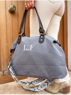 Bolso liso GRIS tejido loneta PERSONALIZADO AMBERES