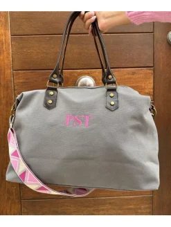 Bolso liso GRIS tejido loneta PERSONALIZADO AMBERES