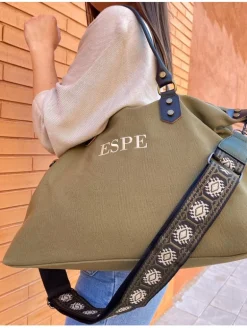 Bolso liso KAKI tejido loneta PERSONALIZADO AMBERES
