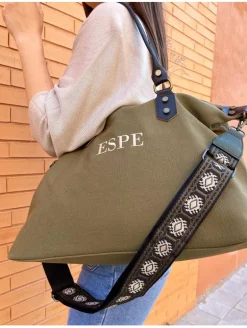 Bolso liso KAKI tejido loneta PERSONALIZADO AMBERES