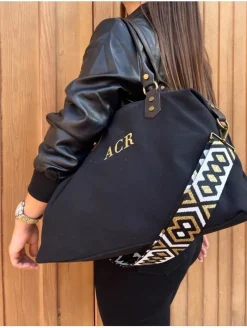 Bolso liso NEGRO tejido loneta PERSONALIZADO AMBERES