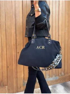 Bolso liso NEGRO tejido loneta PERSONALIZADO AMBERES