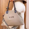 Bolso liso TAUPE tejido loneta PERSONALIZADO AMBERES