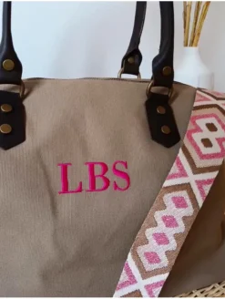 Bolso liso TAUPE tejido loneta PERSONALIZADO AMBERES