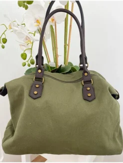Bolso liso VERDE OLIVA tejido loneta PERSONALIZADO Toronto
