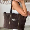 Bolso MARRÓN OSCURO ante y remaches PERSONALIZADO Brenes