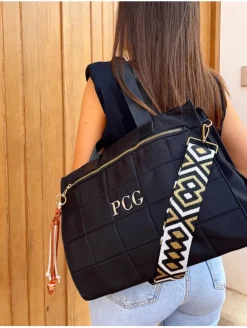 Bolso NEGRO efecto acolchado PERSONALIZADO Paris
