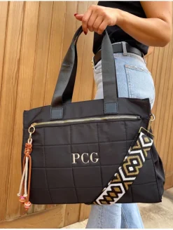 Bolso NEGRO efecto acolchado PERSONALIZADO Paris