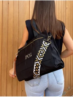 Bolso NEGRO efecto acolchado PERSONALIZADO Paris