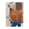 Bolso TABACO ante y remaches PERSONALIZADO Brenes