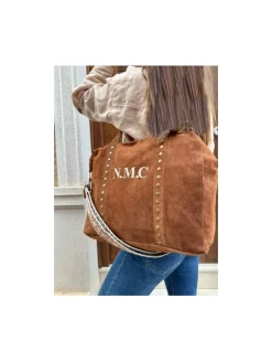 Bolso TABACO ante y remaches PERSONALIZADO Brenes