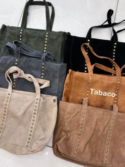 Bolso TABACO ante y remaches PERSONALIZADO Brenes