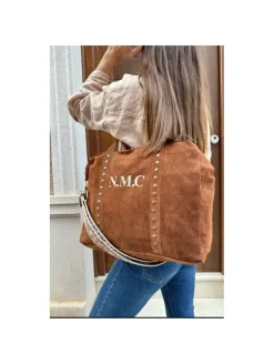 Bolso TABACO ante y remaches PERSONALIZADO Brenes