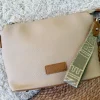 Bolso tipo neceser BEIGE asa mano VERDE glitter 240866