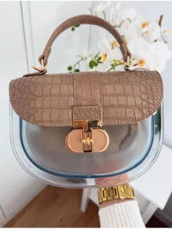 Bolso transparente solapa BEIGE serpiente Shasha (DB)