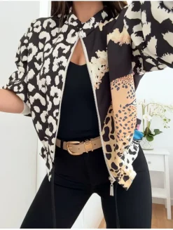 Bomber animal print NEGRA Zanzíbar (V07A37)