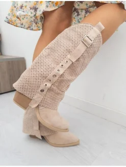Bota beige hebillas Nadia(MLA)