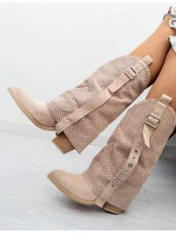 Bota beige hebillas Nadia(MLA)